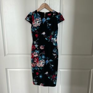 Betsey Johnson Black Floral Midi Dress